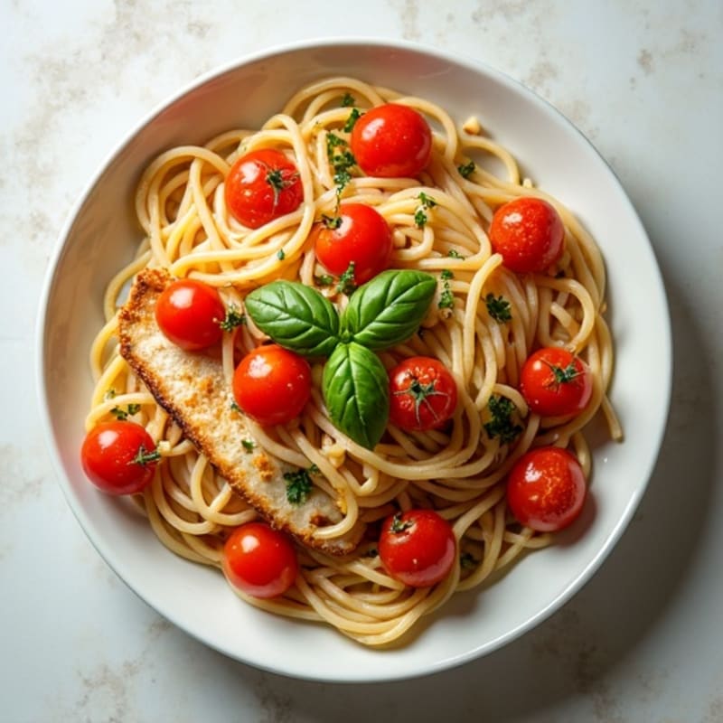 Fresh Herb Tomato Pasta with Roasted Garlic