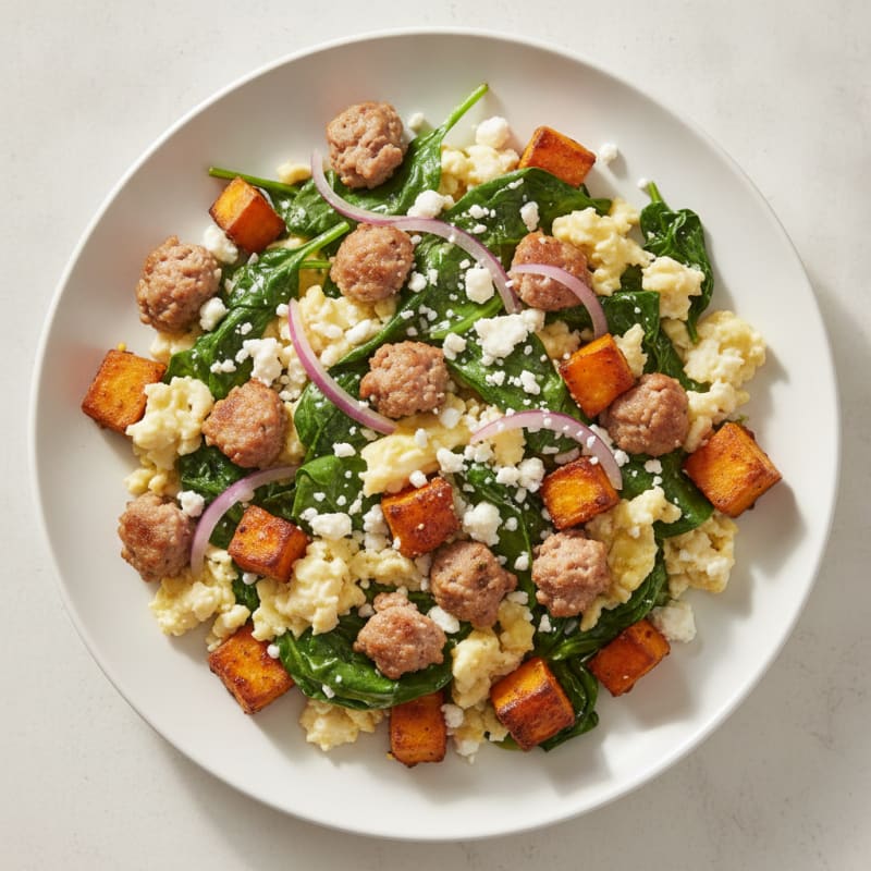 Egg White and Turkey Sausage Scramble with Spinach
