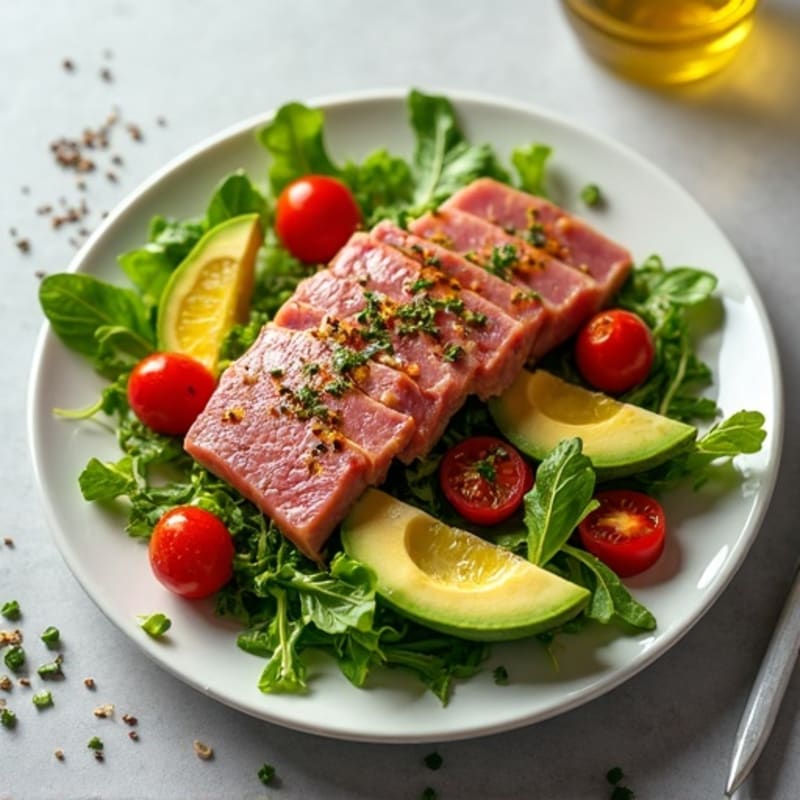 Seared Tuna Salad with Mixed Greens and Lemon Vinaigrette