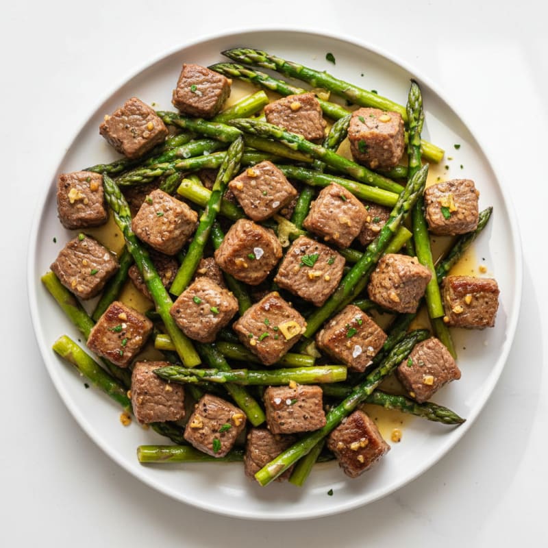 Garlic Butter Steak Bites with Asparagus