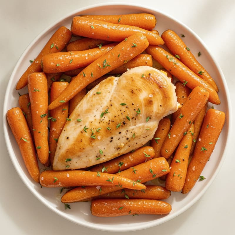 Maple-Glazed Roasted Carrots with Herbed Chicken