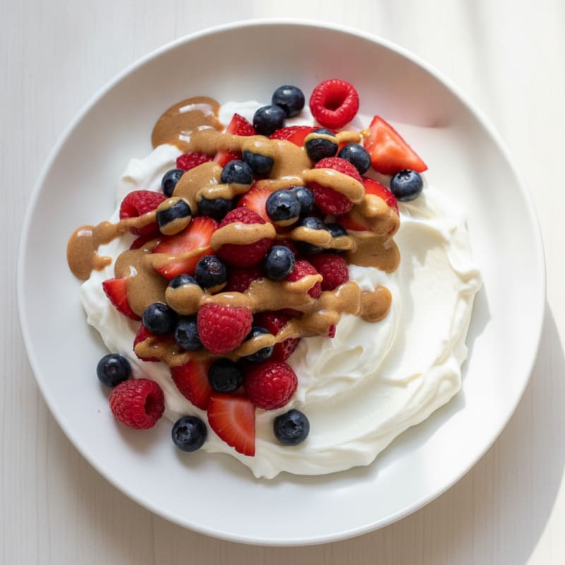 Greek Yogurt Protein Parfait with Mixed Berries and Almond Butter