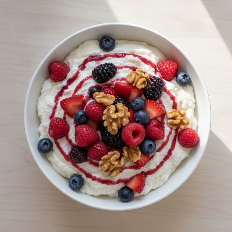 Greek Yogurt Protein Mousse with Mixed Berries