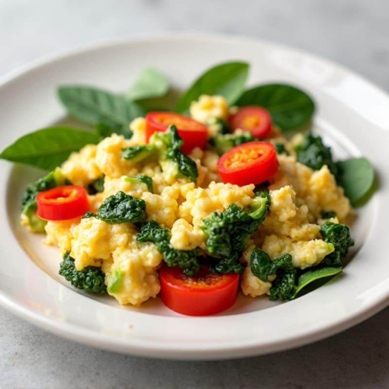 Egg White Scramble with Turkey Sausage and Spinach