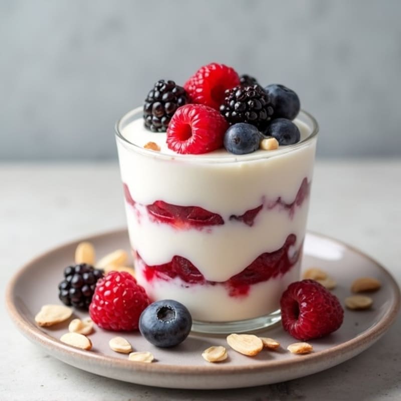Creamy Greek Yogurt Protein Parfait with Mixed Berries and Almonds