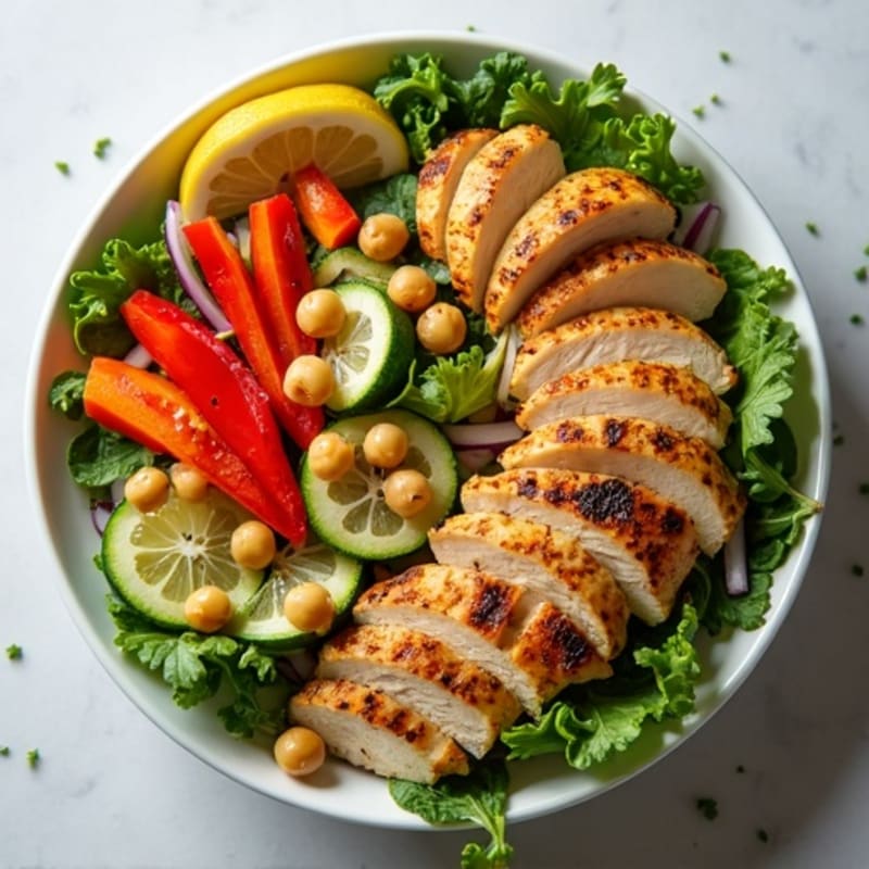 Lemon-Herb Chicken and Roasted Vegetable Salad Bowl