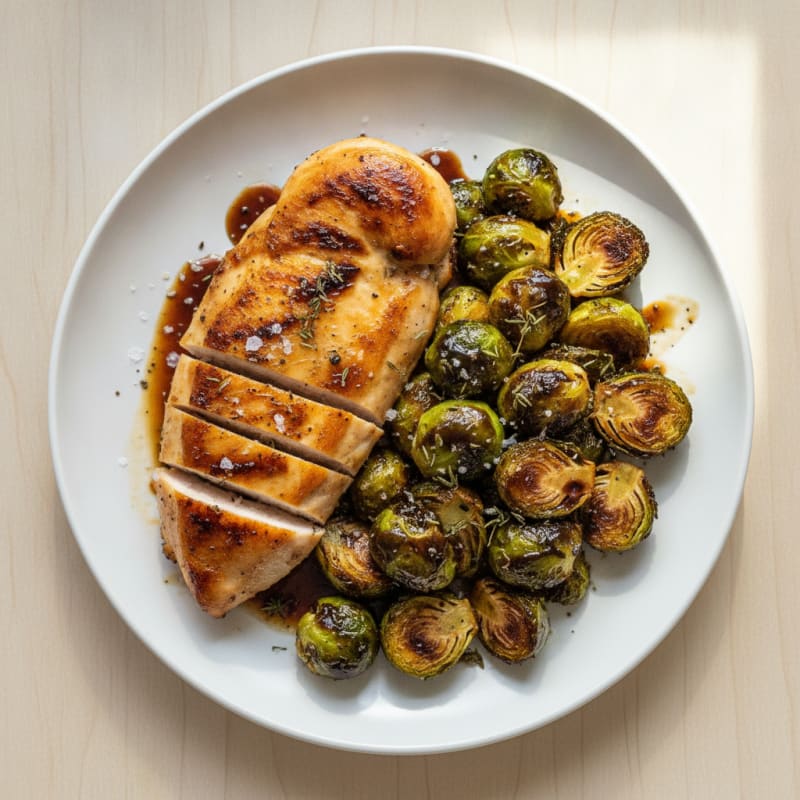 Pan-Seared Chicken with Roasted Brussels Sprouts