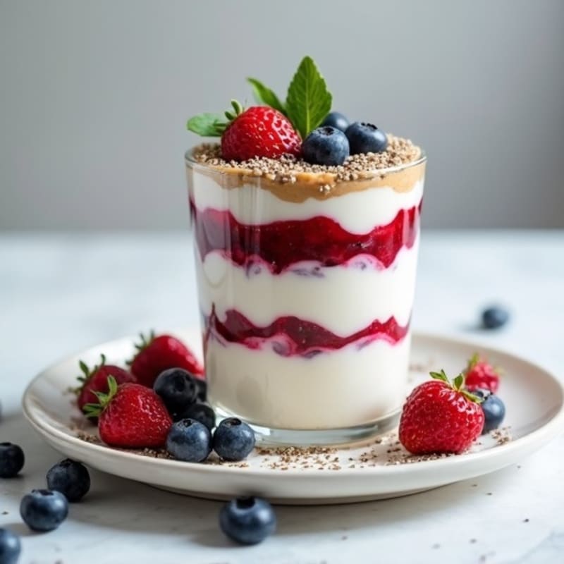 Greek Yogurt Protein Parfait with Almond Butter and Chia Seeds