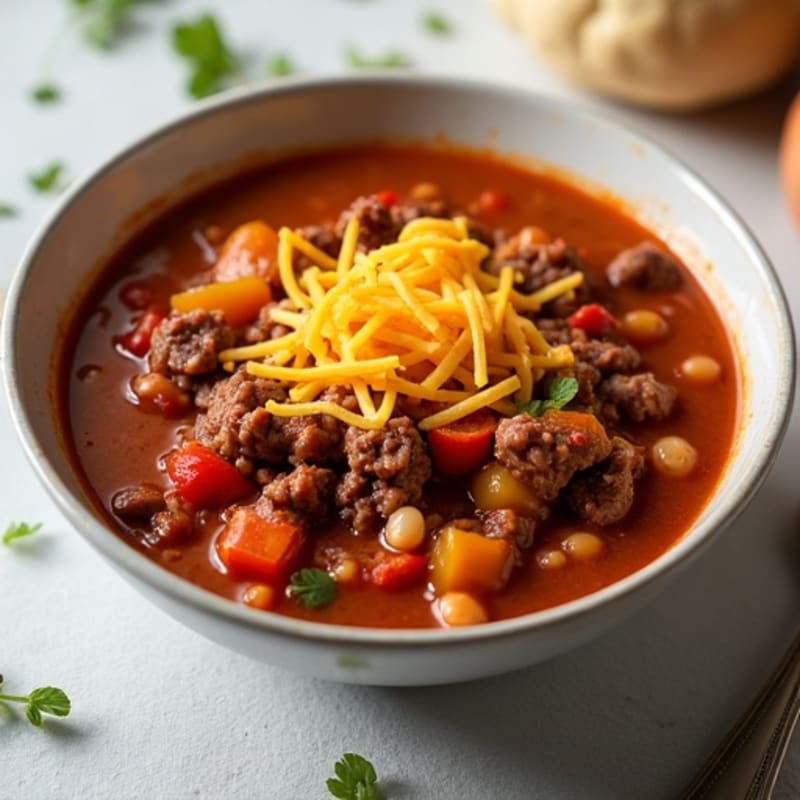 Hearty Lean Beef Chili with Smoky Cheddar Sauce