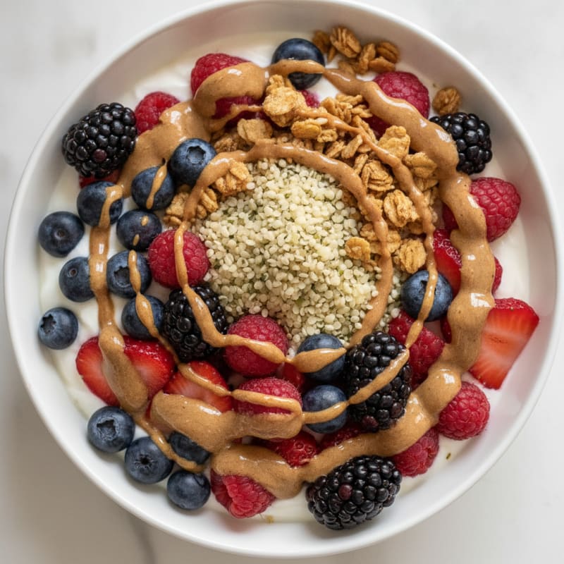 Creamy Greek Yogurt Parfait with Mixed Berries and Almond Butter
