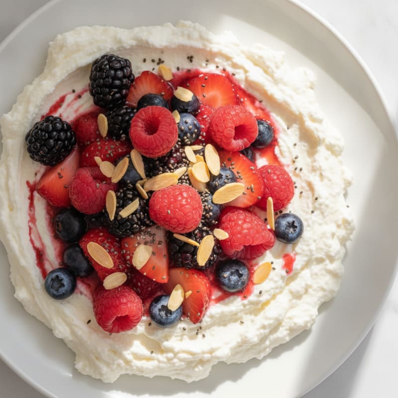Greek Yogurt Protein Mousse with Mixed Berries
