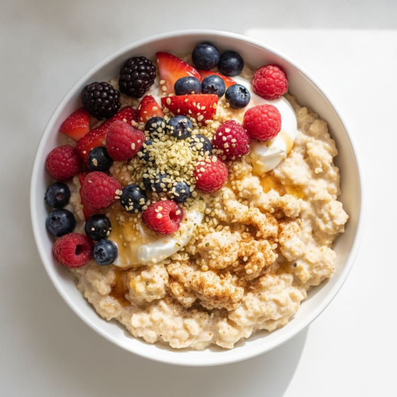 High-Protein Cinnamon Berry Oatmeal