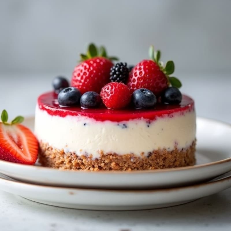 Greek Yogurt Protein Cheesecake with Fresh Berries