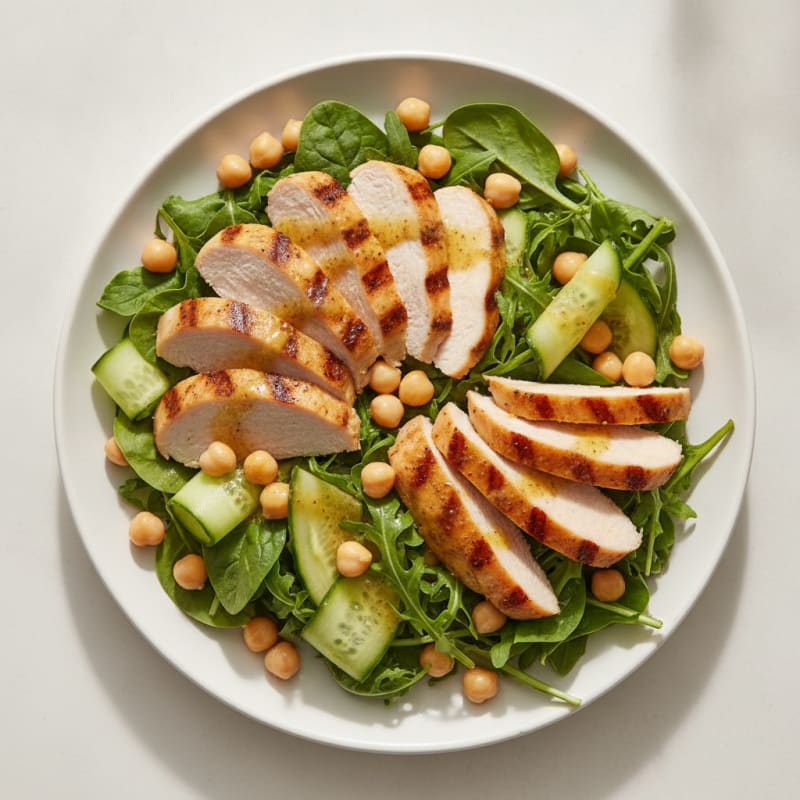 Grilled Turkey Breast Salad with Chickpeas and Lemon Vinaigrette