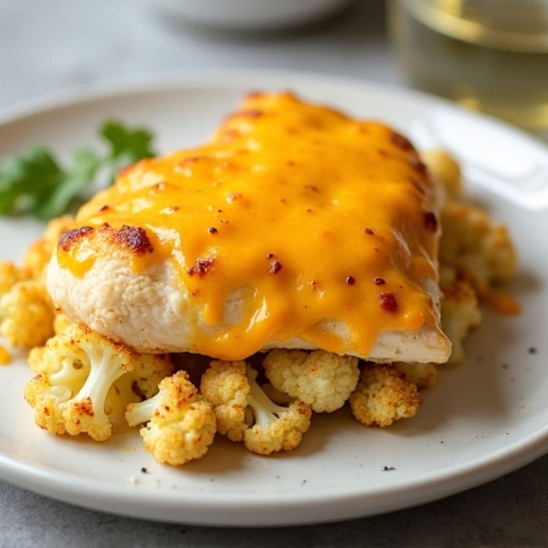 Cheesy Baked Chicken and Cauliflower