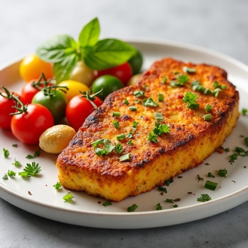 Crispy Herbed Tofu Steak with Roasted Vegetables