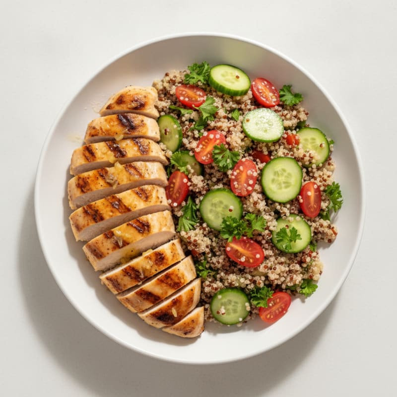 Grilled Lemon-Garlic Chicken Breast with Quinoa Salad