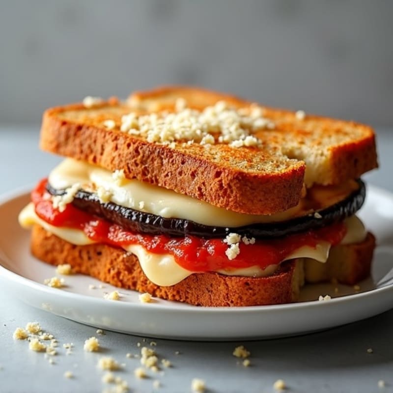 Crispy Baked Eggplant Parmesan Sandwich