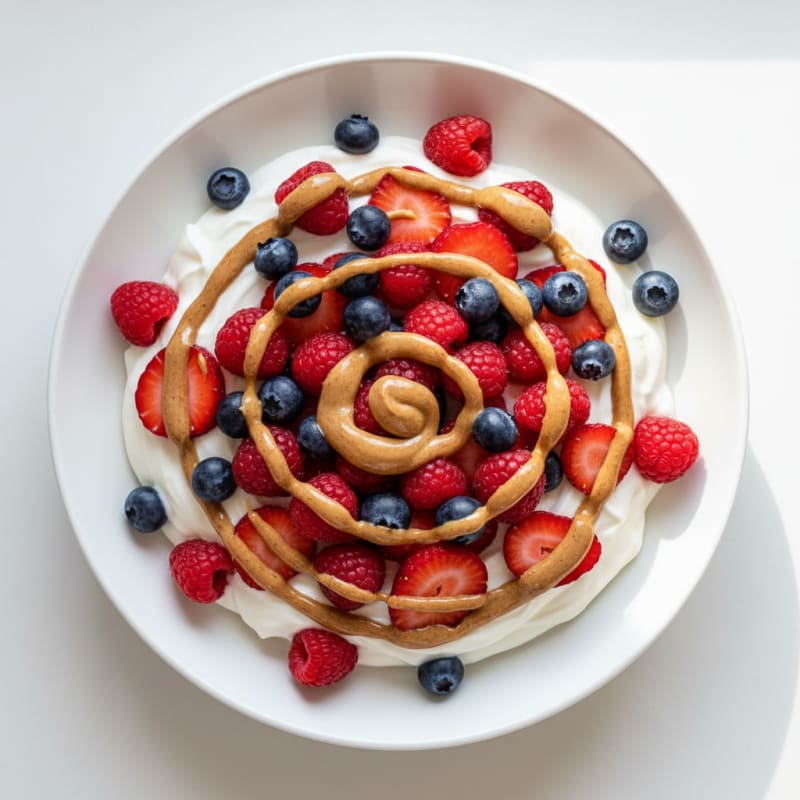 Greek Yogurt Protein Bowl with Mixed Berries and Almond Butter
