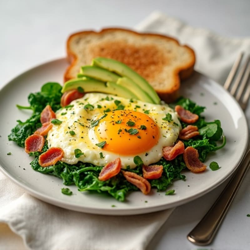 Egg White Scramble with Spinach and Turkey Bacon