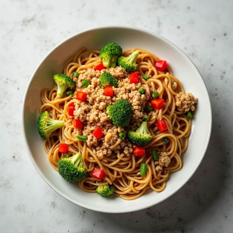 Spicy Ginger-Garlic Ground Turkey Noodle Bowl