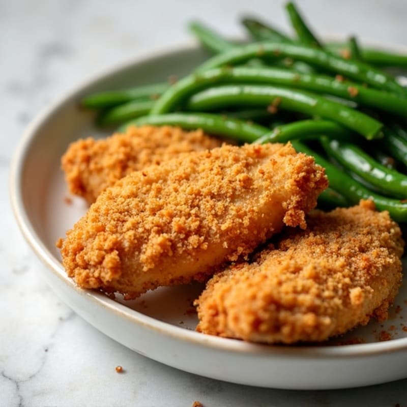 Crispy Baked Buttermilk Chicken with Roasted Green Beans