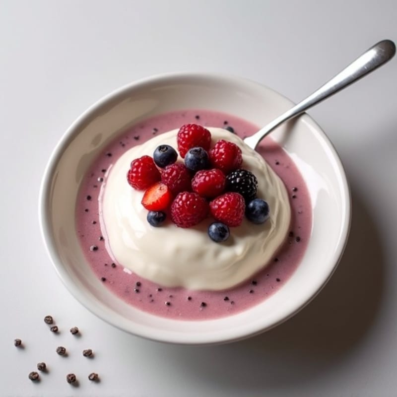 Silky Greek Yogurt Protein Pudding with Mixed Berries