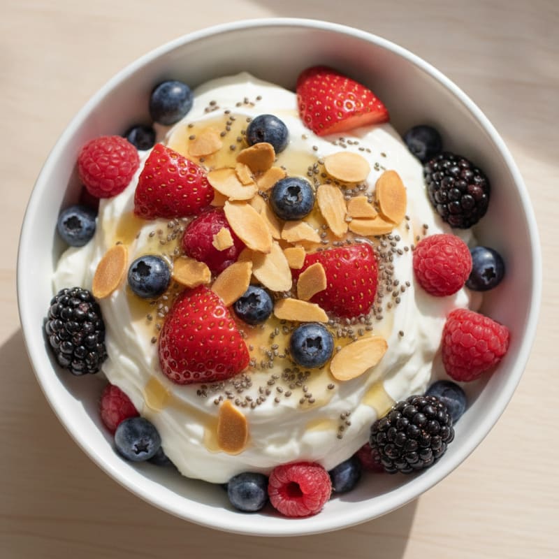 Creamy Greek Yogurt Parfait with Mixed Berries and Chia Seeds
