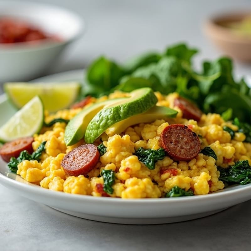 Egg White and Turkey Sausage Scramble with Spinach