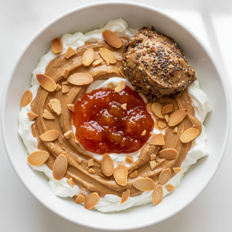 Greek Yogurt Protein Bowl with Nutzo, Almond Butter, and Apricot Jam