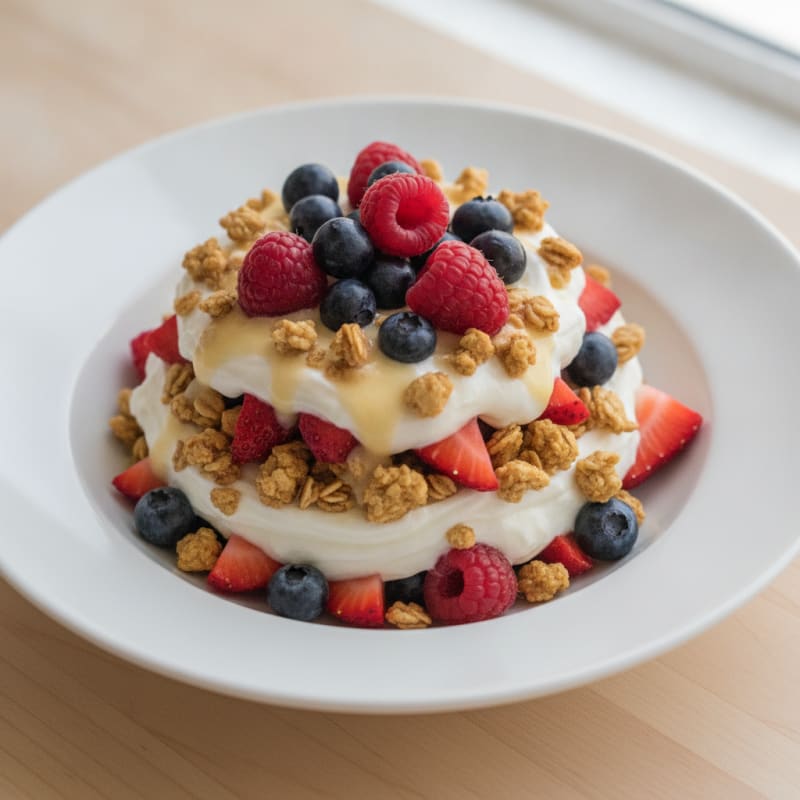 Creamy Greek Yogurt Parfait with Mixed Berries and Protein Granola