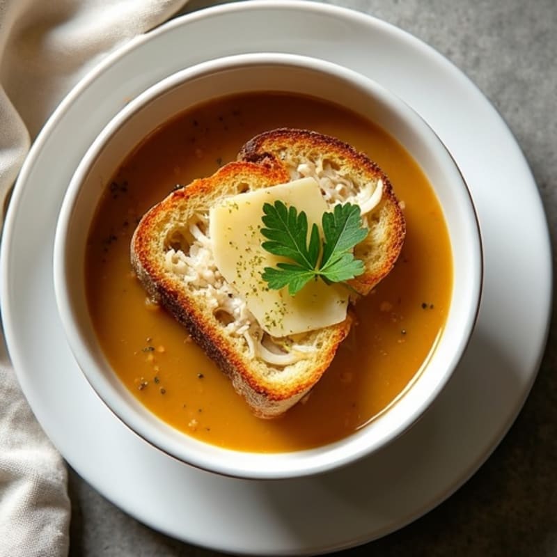 Lightened-Up French Onion Soup with Herb-Crusted Sourdough