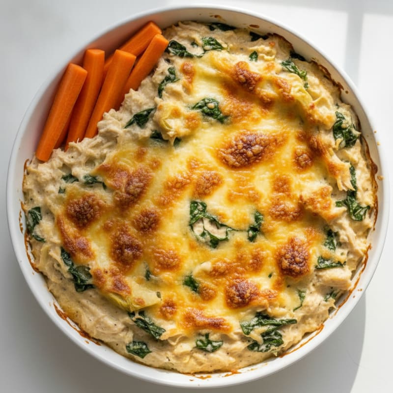Baked Spinach Artichoke Chicken Dip