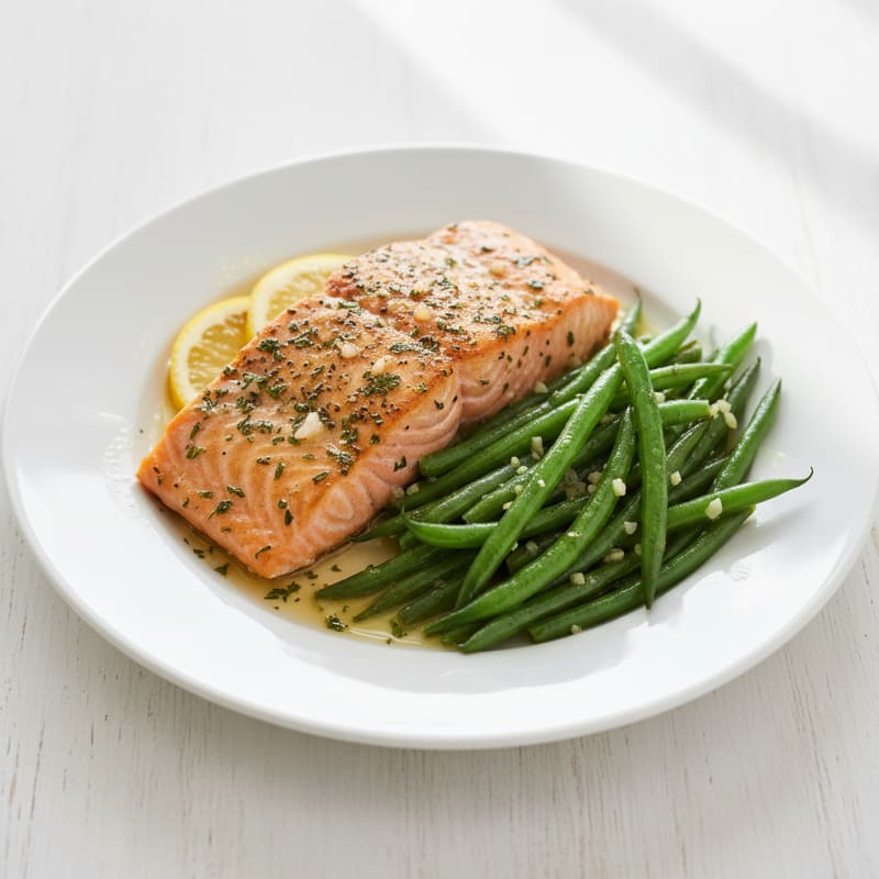 Garlic-Herb Baked Salmon with Green Beans