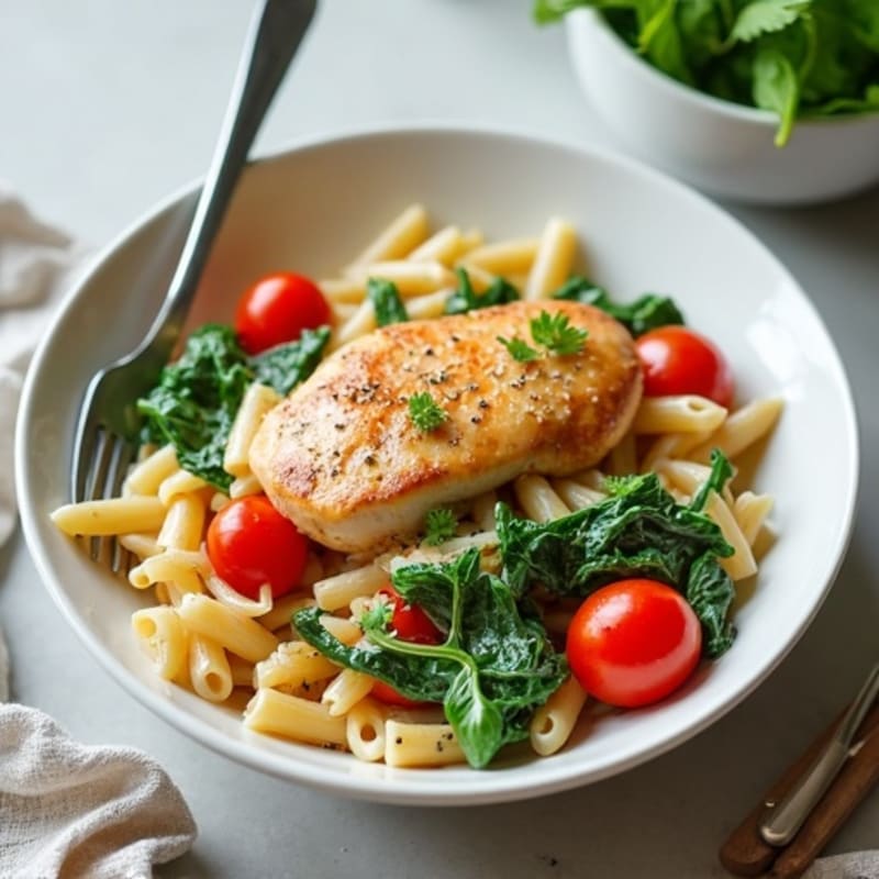 Creamy Chicken Pasta with Fresh Spinach