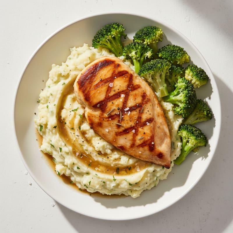 Garlic Mashed Potatoes with Herb-Roasted Chicken