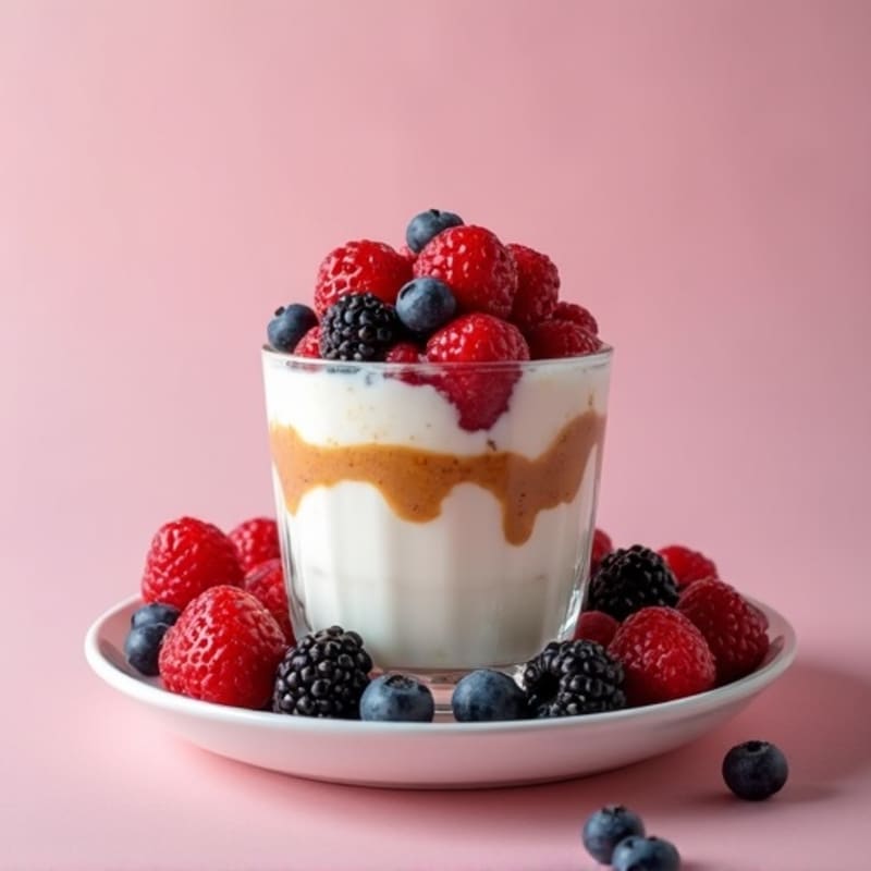 Greek Yogurt Protein Parfait with Mixed Berries and Almond Butter