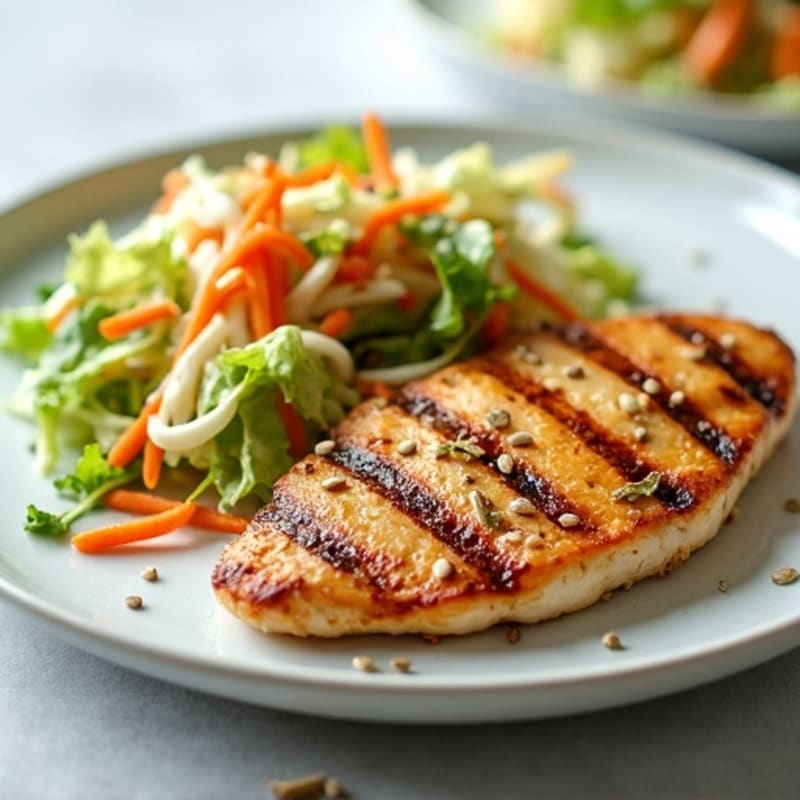 Grilled Chicken Breast with Crunchy Cabbage Slaw