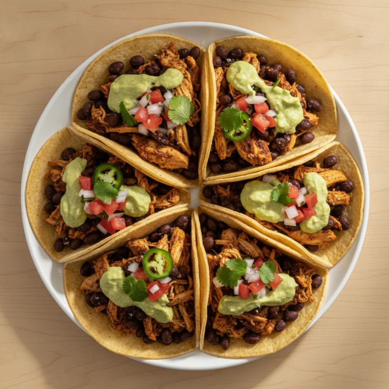 Shredded Chicken and Black Bean Tacos