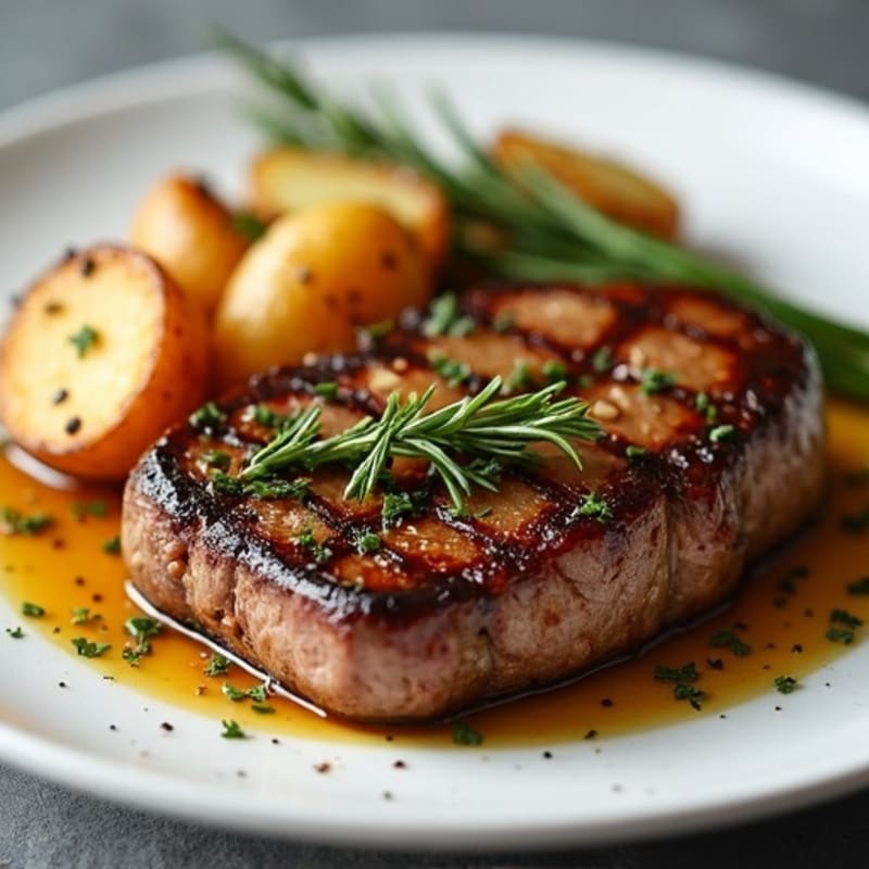 Herb-Garlic Butter Seared Steak with Roasted Baby Potatoes