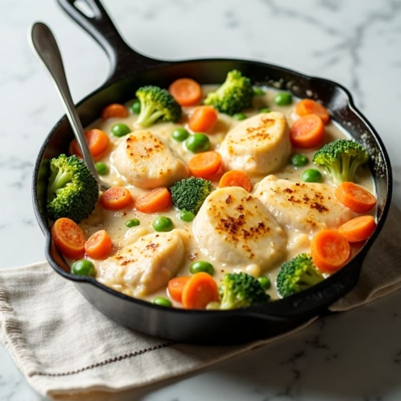 Creamy Chicken and Vegetable Skillet Pot Pie