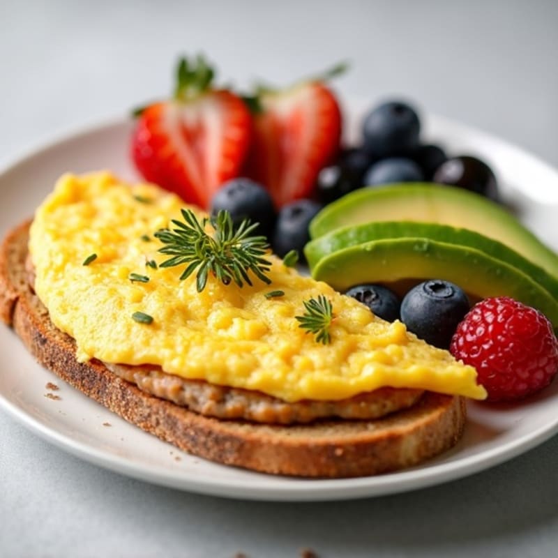 Egg White Omelet with Turkey Sausage and Fresh Berries