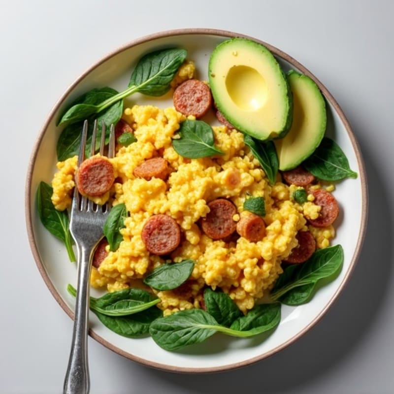 Egg White Scramble with Spinach and Turkey Sausage