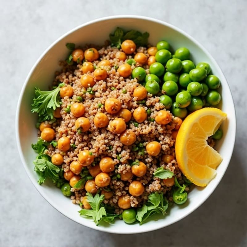 Crispy Lentil and Quinoa Power Salad with Roasted Chickpeas