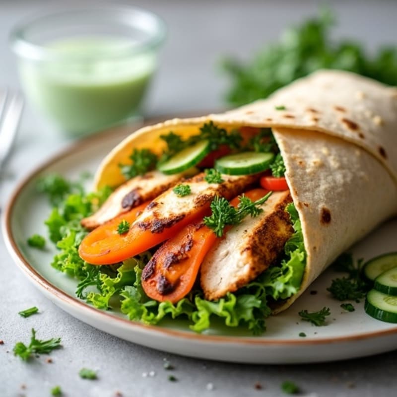 Whole Wheat Crunchy Vegetable Wrap with Creamy Herb Dressing