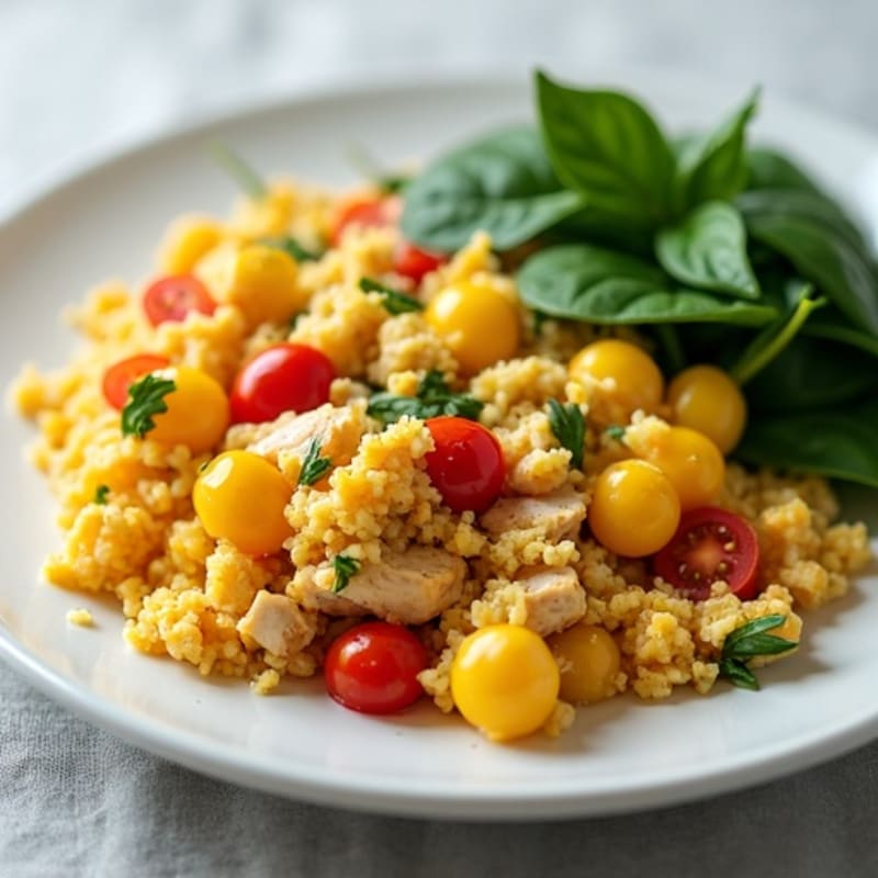 Chunky Veggie and Chicken Egg Scramble