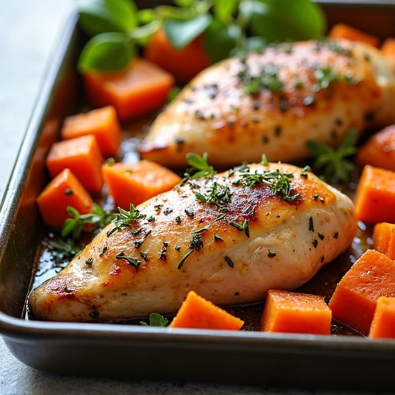 Sheet Pan Herb-Roasted Chicken with Sweet Potatoes
