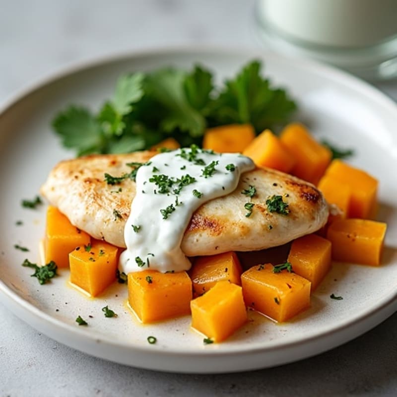 Creamy Herb Chicken with Roasted Butternut Squash