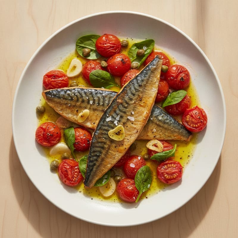 Pan-Seared Mackerel with Blistered Tomatoes