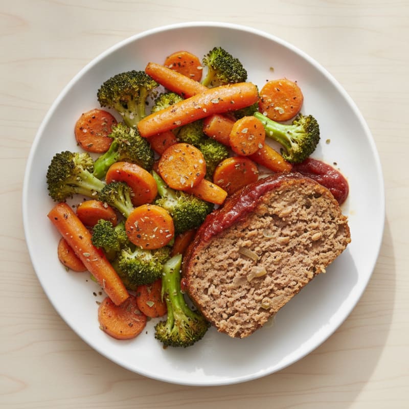 Turkey and Beef Meatloaf with Roasted Vegetables